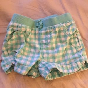 Girls green gingham shorts